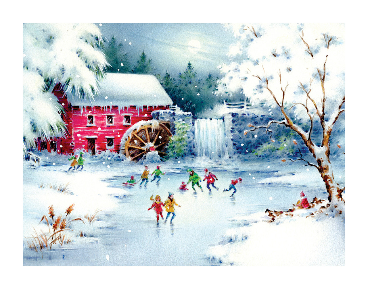 Christmas Skate Winter Scene Wall Decor Art Print