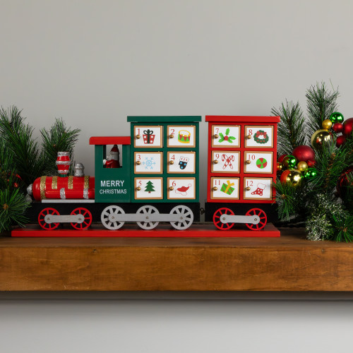 16.5" Locomotive Train Wooden Christmas Advent Calendar