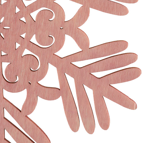 Snowflake Cut-Out Wood Christmas Ornaments - 4.75" - Pink - Set of 4