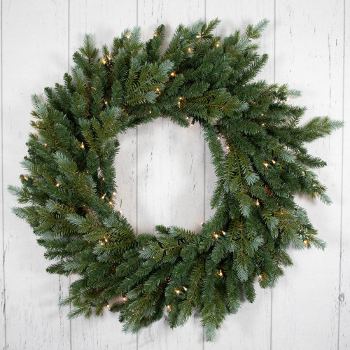 Real Touch?? Pre-Lit Blue Spruce Artificial Christmas Wreath - 24" - Clear Lights