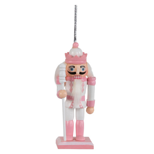 Nutcracker Soldier Christmas Ornaments - 3.25" - Pink and White - Set of 6