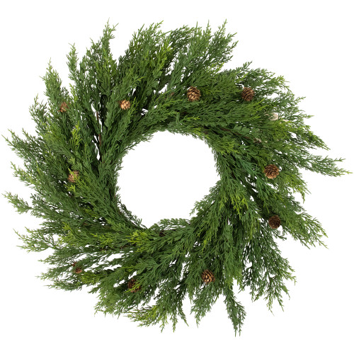 Real Touch?? Cedar Artificial Christmas Wreath with Pinecones   - 24" - Unlit