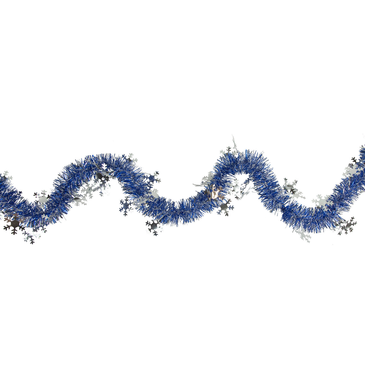 Commercial Christmas Tinsel Snowflake Garland - 50' x 2" - Royal Blue and Silver - Unlit