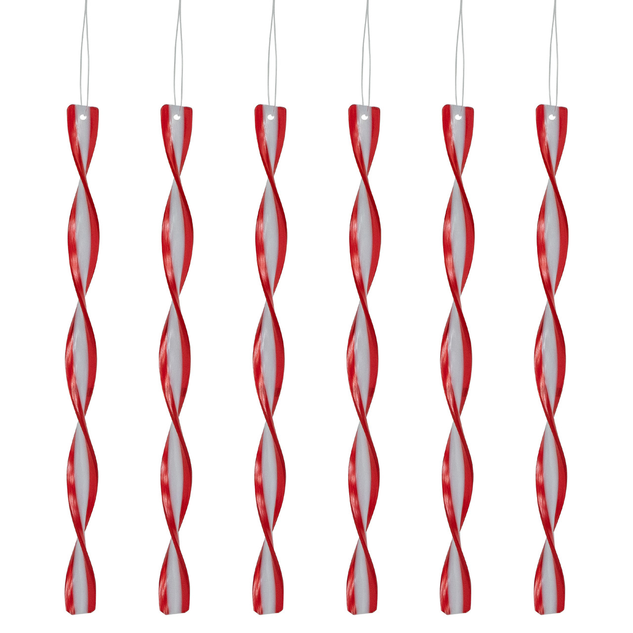 6ct Red and White Candy Swirl Christmas Ornaments 8"