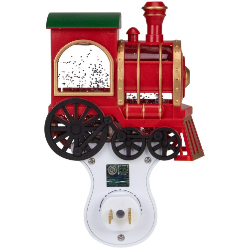 6.5" Red, Green and Gold Glitter Bubble Lamp Christmas Train Night Light