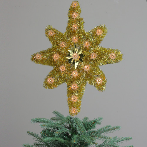 21" Gold Star of Bethlehem Christmas Tree Topper - Clear Lights