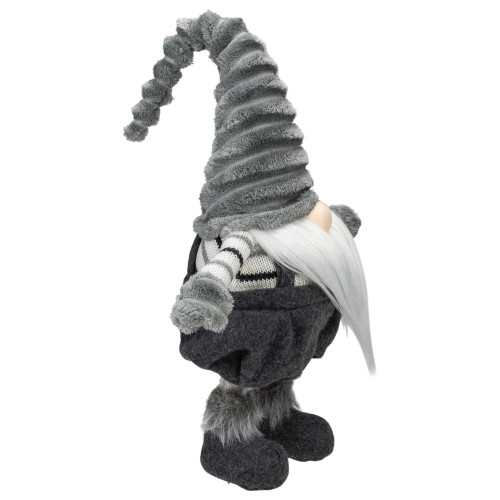 Bouncy Gnome Figure Christmas Decoration - 18" - Gray and White