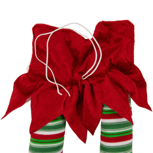 Striped Plush Elf Legs Christmas Decorations - 19" - Red and Green - Set of 2