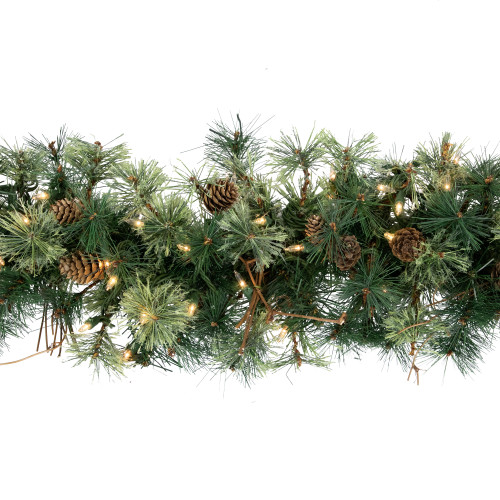 Pre-Lit Country Pine and Mini Pinecone Artificial Christmas Swag - 6' - Clear Lights
