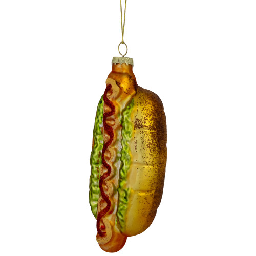 6" Hot Dog with All the Fixings Glass Christmas Ornament