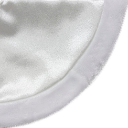 Mini Satin Christmas Tree Skirt with Faux Fur - 20" - White