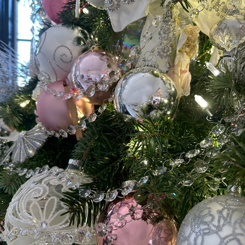 4ct Pink 2-Finish Glass Christmas Ball Ornaments 4" (100mm)