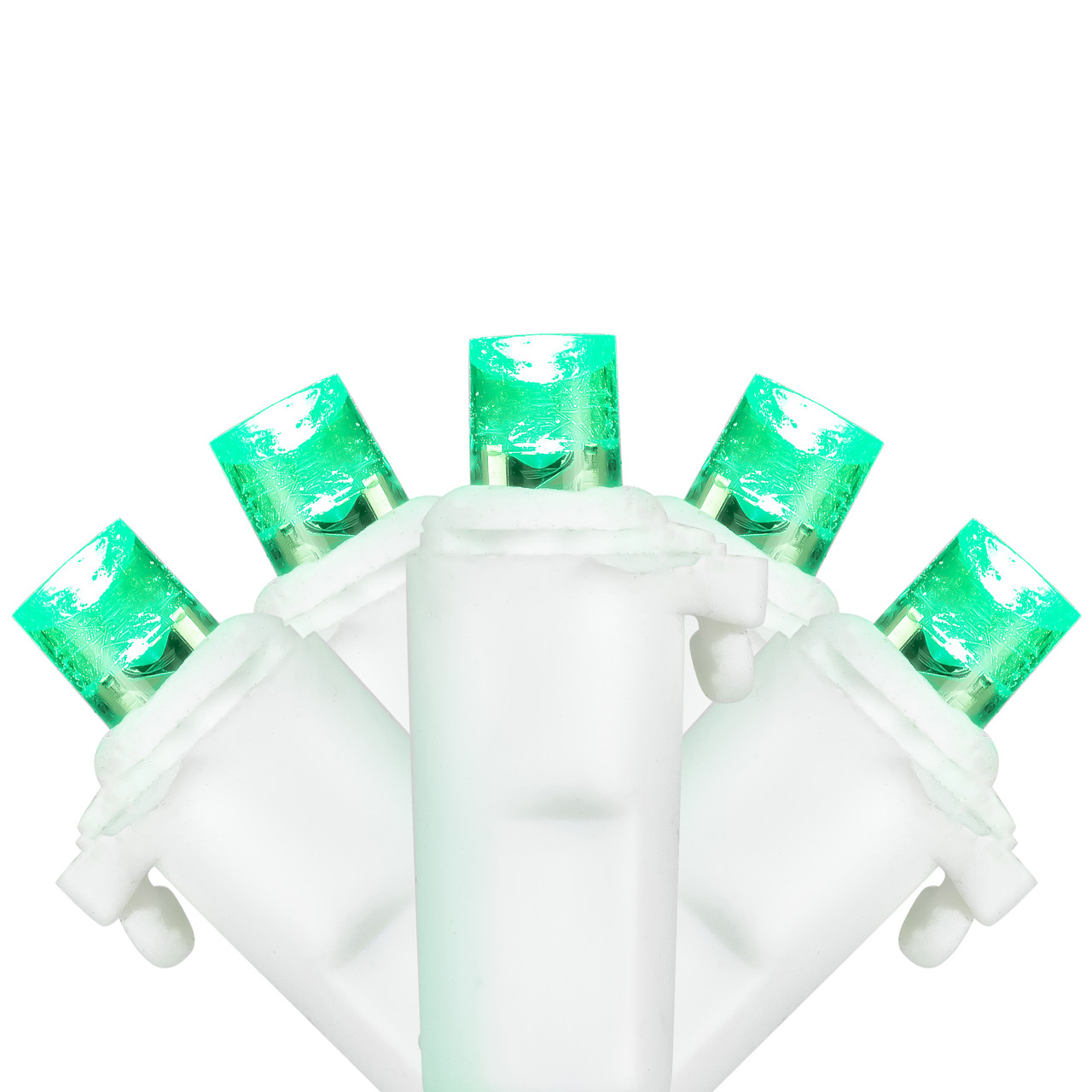 50-Count Green LED Wide Angle Christmas Lights, 16.25 ft White Wire