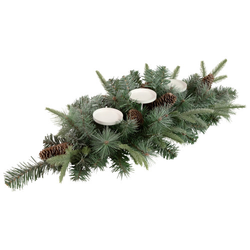 32" Artificial Mixed Pine and Pine Cones Christmas Candle Holder Centerpiece