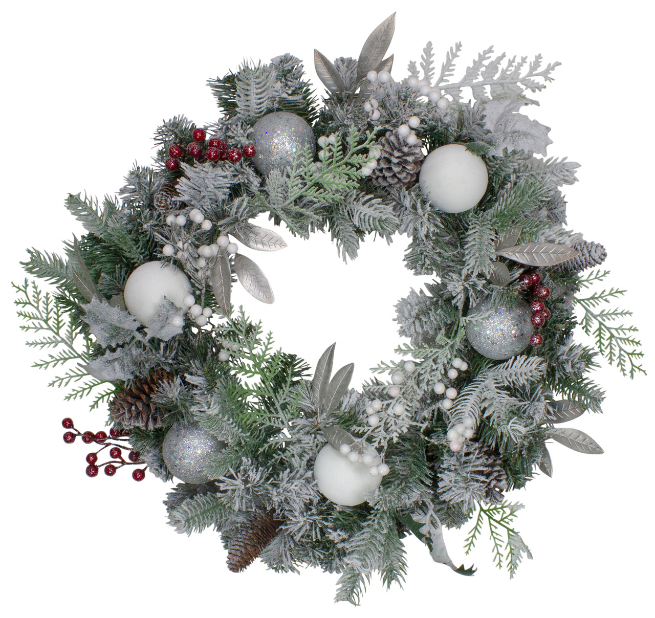 Frosted Cedar and Berries Artificial Christmas Wreath - 24-Inch, Unlit