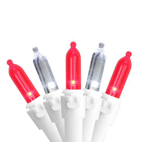 LED Mini Christmas Lights - Red and Pure White - 16.25' White Wire - 50ct