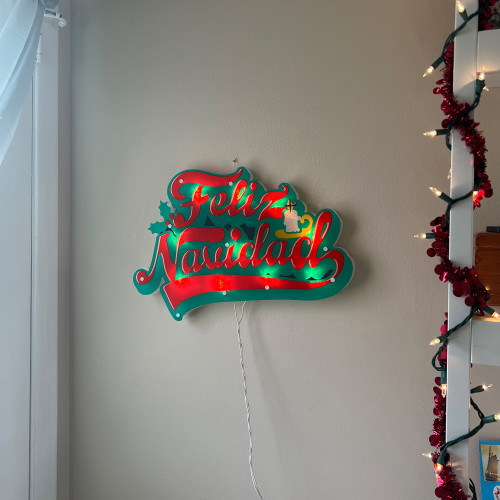 18" Lighted 'Feliz Navidad' Christmas Window Silhouette