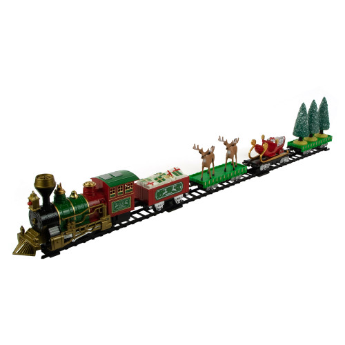 22pc Battery Operated Lighted and Animated Christmas Train Set with Working Smokestack