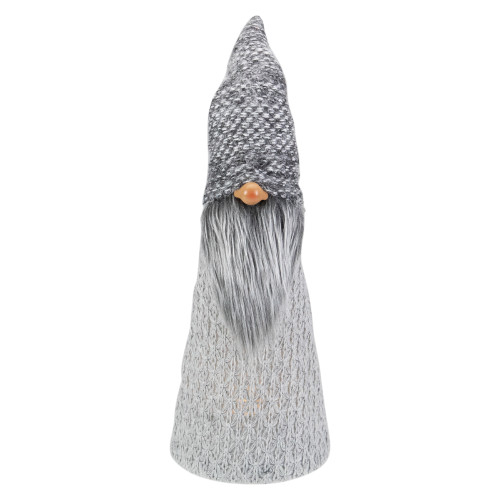 LED Lighted Knitted Gnome Christmas Decoration - 16" - Gray