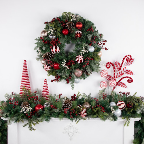Pre-Decorated Ornaments and Pinecones Artificial Christmas Garland - 7' x 14" - Unlit