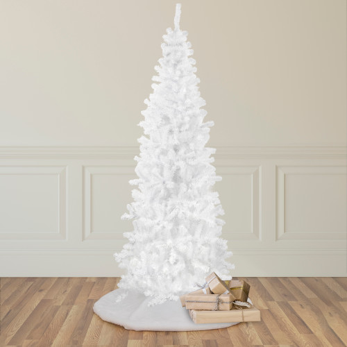 6.5' White Georgian Pine Slim Artificial Christmas Tree, Unlit