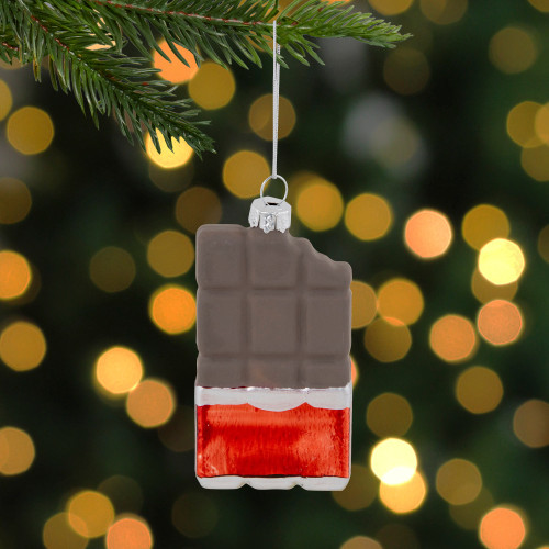 3.5" Chocolate Candy Bar Glass Christmas Ornament