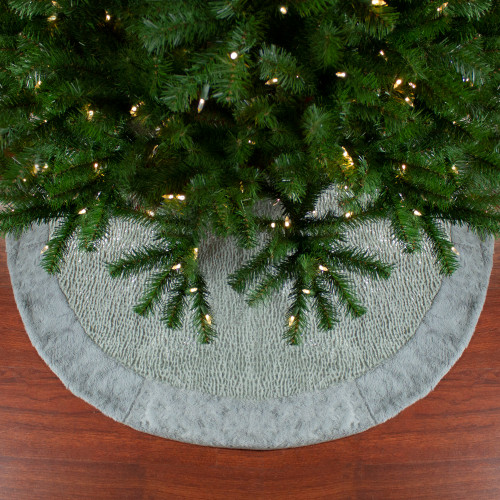 48" Gray and Silver Faux Fur Snake Skin Pattern Christmas Tree Skirt