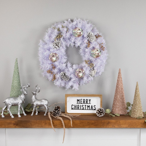 Icy White Iridescent Spruce Artificial Christmas Wreath, 24-Inch, Unlit