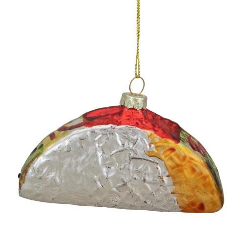 4" Silver and Gold Taco Glass Christmas Ornament
