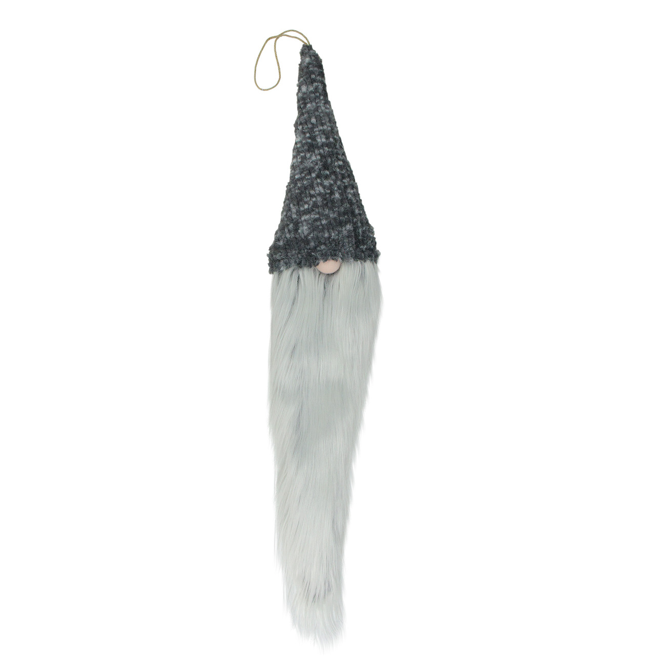 34" Gray and White Hanging Gnome Hat Christmas Decoration