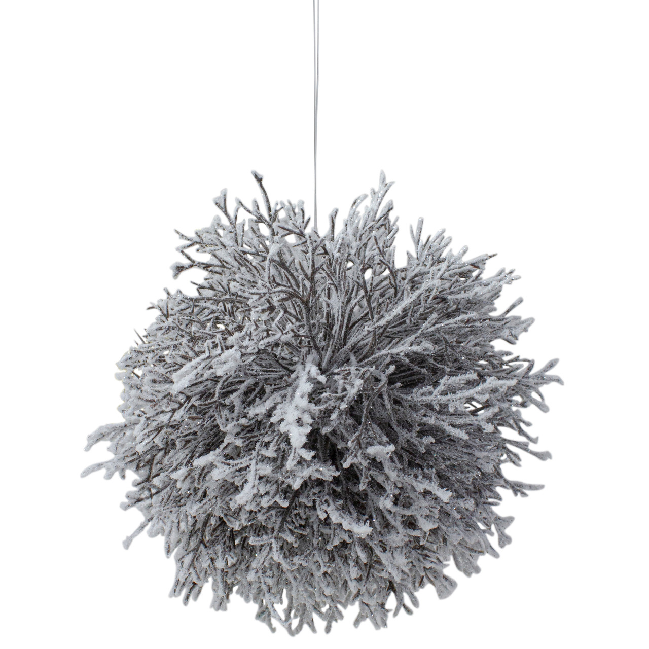 7" Artificial White Frosted Round Twig Christmas Ornament