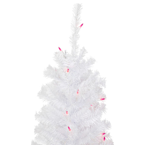 4' Pre-Lit Woodbury White Pine Slim Artificial Christmas Tree, Pink Lights
