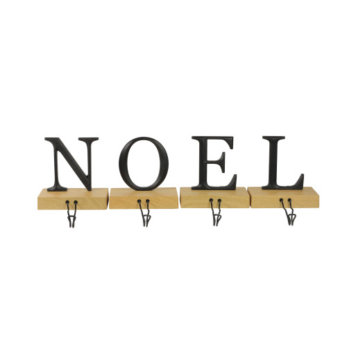 Metal Lettered "NOEL" Christmas Wooden Stocking Holders - 6" - Set of 4