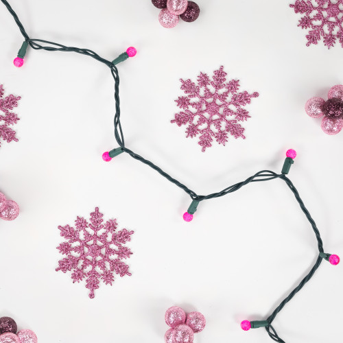 LED G12 Berry Christmas Lights - Pink - 16' Green Wire - 50 ct