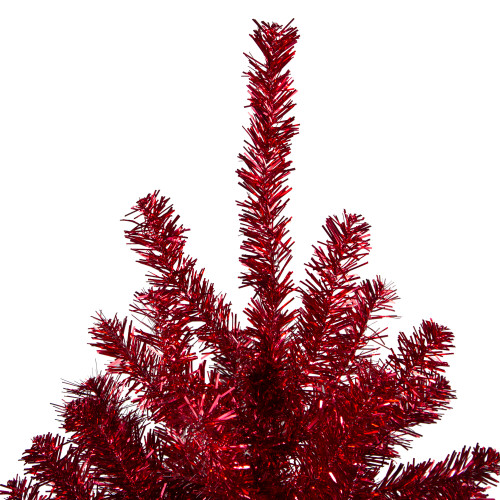 6' Metallic Red Tinsel Artificial Christmas Tree - Unlit