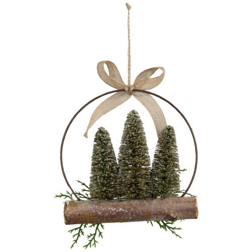 Frosted Mini Bottle Brush Trees Christmas Ornament - 7"