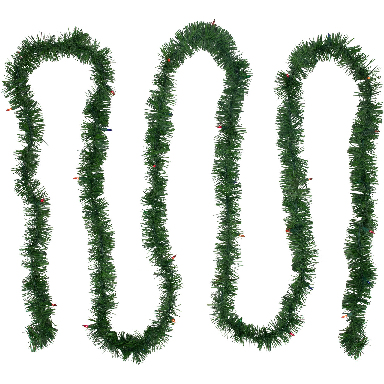 18' x 3" Pre-Lit Pine Two-tone Artificial Christmas Garland, Multicolor Lights
