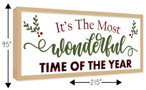 Big It's The Most Wonderful Time of the Year 9.5" x 21.5" Framed Christmas Wall Decor  Sign Poster in a Natural Wooden Frame with UV Acrylic