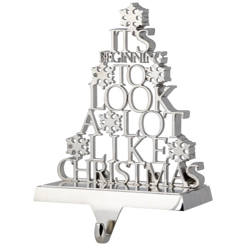 "It's Beginning to Look a Lot Like Christmas" Metal Tree Stocking Holder - 6.5"