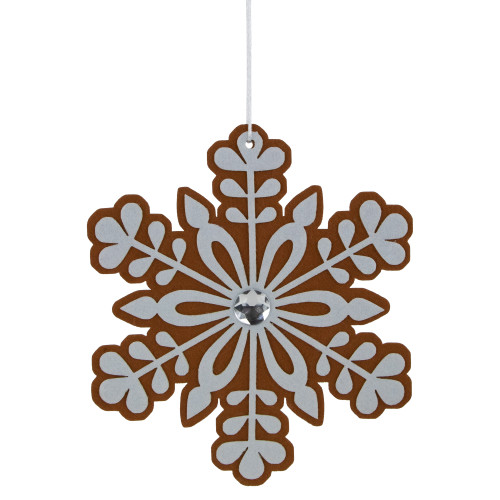 10" Gingerbread and White Snowflake Christmas Ornament - 10"