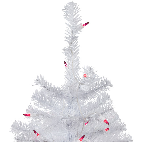 2' Pre-Lit Woodbury White Pine Slim Artificial Christmas Tree, Pink Lights