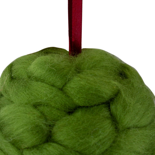4.25" Green Yarn Ball Hanging Christmas Ornament