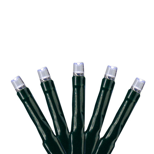 200 Pure White Multi-Function LED M5 Mini Christmas Lights - 20.5 ft Green Wire