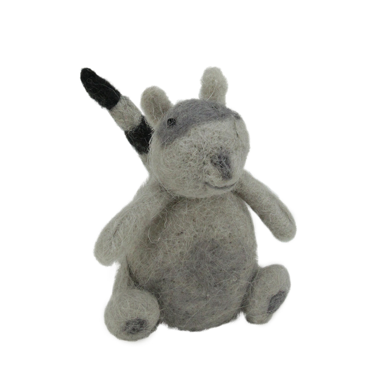 4.5" Gray and Black Wool Raccoon Christmas Ornament