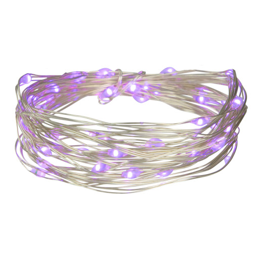 50-Count Purple LED Micro Fairy Christmas Lights - 16ft, Copper Wire