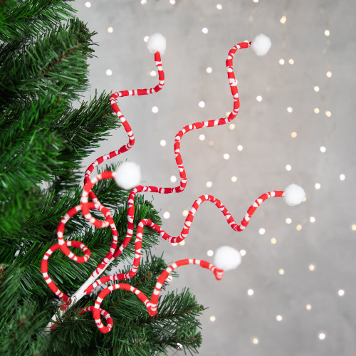 24" Red and White Striped Candy Cane Curls Christmas Spray