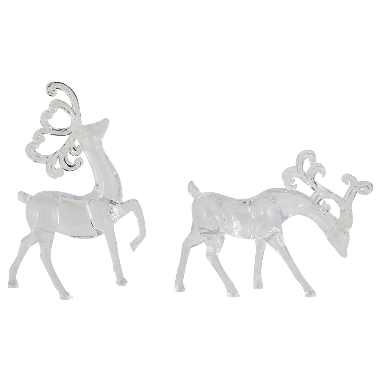 Standing Reindeer Christmas Figurines - 9.25" - Clear - Set of 2