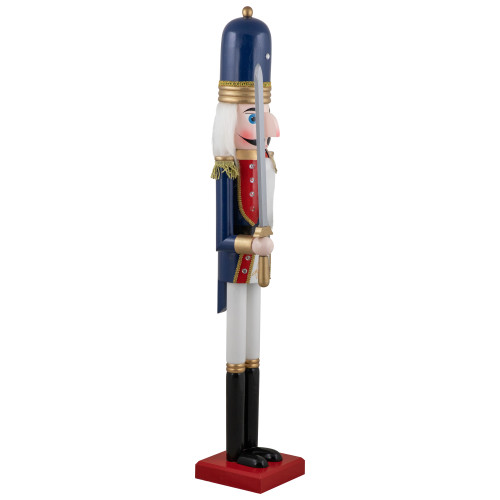48.25" Blue and White Christmas Nutcracker Soldier with Sword