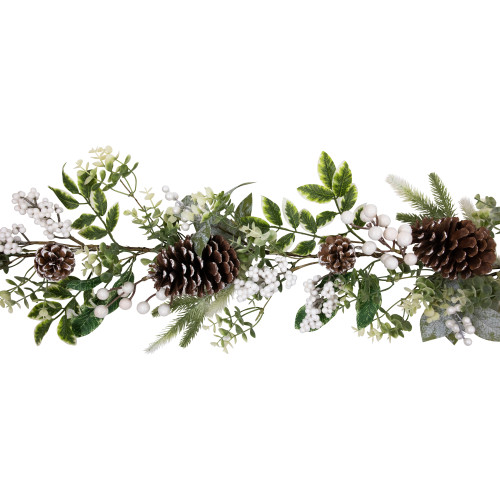 Real Touch?? Frosted Pinecones Artificial Christmas Garland - 5' x 10" - Unlit