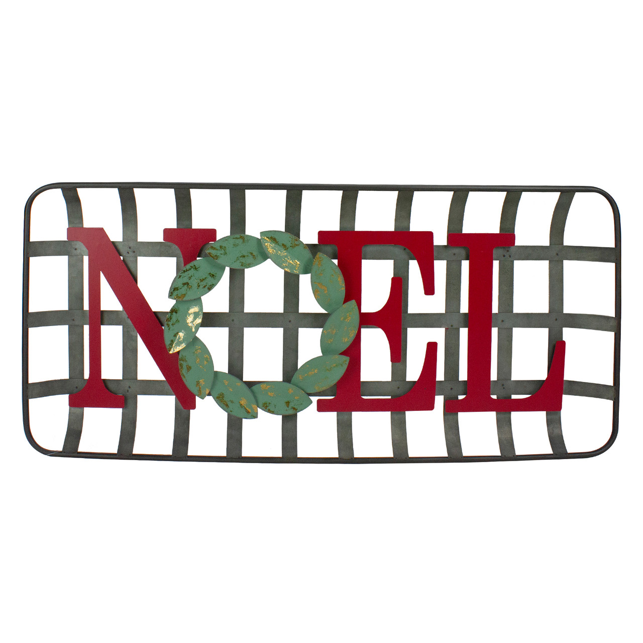 30" Red and Green "NOEL" Rustic Tobacco Basket Christmas Wall Decor